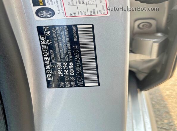WDDZF6BBXKA663814 2019 MERCEDES-BENZ E-CLASS Silver Widok naklejki z numerem VIN