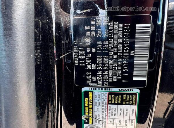 5XYP3DHC5NG204841 2022 KIA TELLURIDE Black Rear interior view