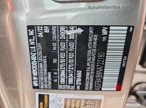 4JGFB4JB8NA722180 2022 MERCEDES-BENZ GLE Gray Widok wnętrza 360 stopni