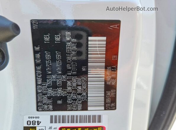 5TDJRKEC5NS091585 2022 TOYOTA SIENNA White 360 interior view