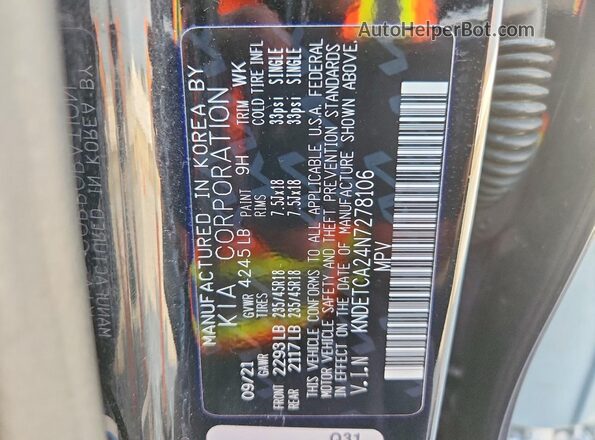 KNDETCA24N7278106 2022 KIA SELTOS Black 