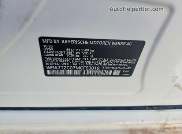 WBA7T2C07MCF88819 2021 BMW 7 SERIES White Սալոնի 360 աստիճան տեսք
