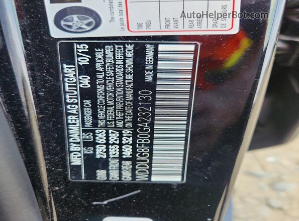 WDDUG8FB0GA232130 2016 MERCEDES-BENZ S Black VIN კოდის სტიკერის ხედი