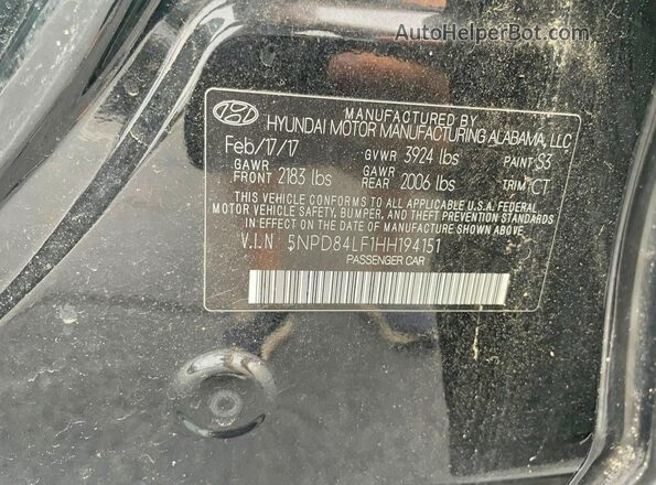 5NPD84LF1HH194151 2017 HYUNDAI ELANTRA Black Rear interior view