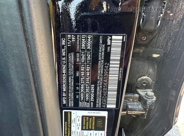 4JGED6EB5KA139542 2019 MERCEDES-BENZ GLE Black Вид задньої частини салону