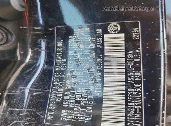 4T1BF1FK8HU283902 2017 TOYOTA CAMRY Black VIN կոդի պիտակի տեսք