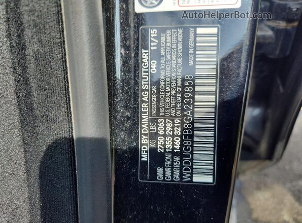 WDDUG8FB8GA239858 2016 MERCEDES-BENZ S-CLASS Black VIN sticker view
