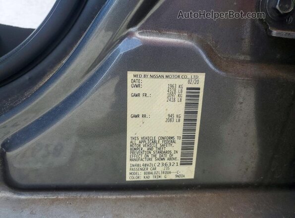 1N4BL4BV2LC236321 2020 NISSAN ALTIMA Gray Вид наклейки з VIN-кодом