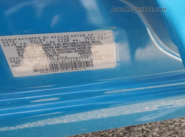 3N1CN8FV6SL836176 2025 NISSAN VERSA Blue Vista de la etiqueta del VIN