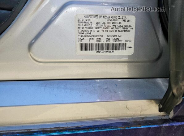 JN1EV7AP8HM739765 2017 INFINITI Q50 Серебряный Вид наклейки с VIN-кодом