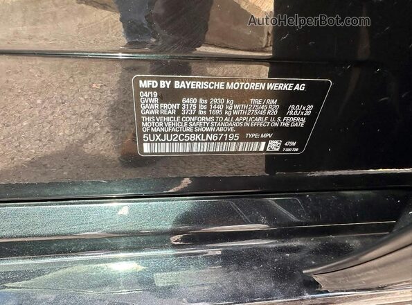 5UXJU2C58KLN67195 2019 BMW X5 Black Rear interior view