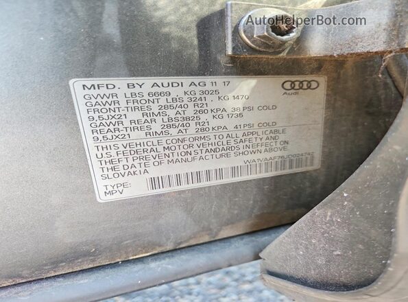 WA1VAAF76JD024742 2018 AUDI Q7 Gray Панорамний вид салону 360°