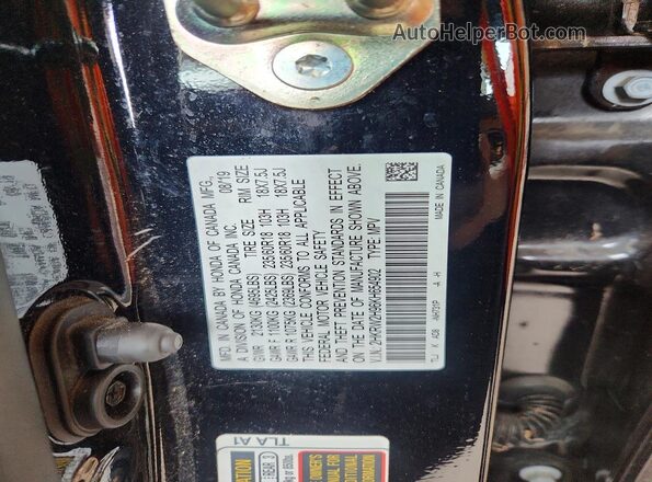2HKRW2H96KH654902 2019 HONDA CR-V Black Vista de la etiqueta del VIN