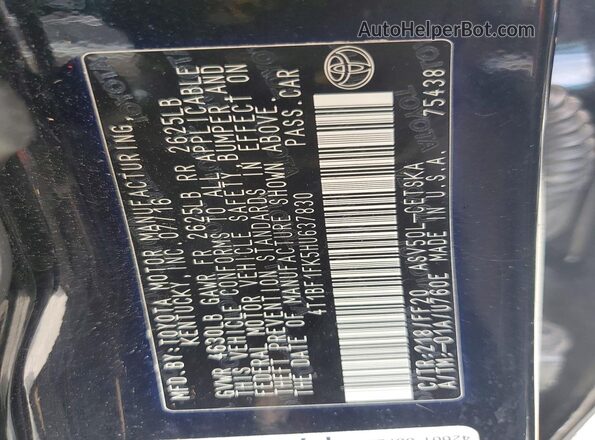 4T1BF1FK5HU637830 2017 TOYOTA CAMRY Black Вид наклейки з VIN-кодом