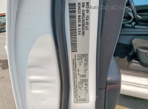 1C4RDJDG9SC547651 2025 DODGE DURANGO Белый Панорамный вид салона 360°