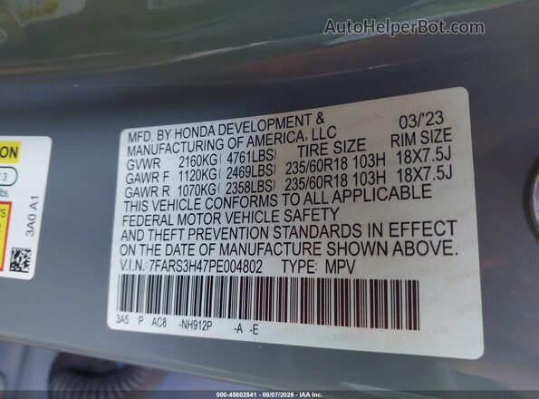 7FARS3H47PE004802 2023 HONDA CR-V Gray Engine compartment view