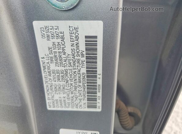 7FARS3H49PE008429 2023 HONDA CR-V Silver Вид наклейки з VIN-кодом