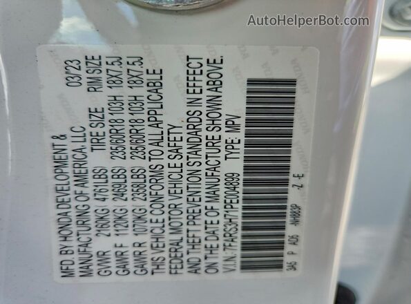 7FARS3H71PE004899 2023 HONDA CR-V White Widok wnętrza 360 stopni