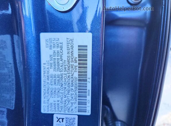 7FARS3H75SE007037 2025 HONDA CR-V Blue Շարժիչի բաժամունքի տեսք