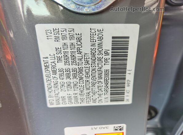 7FARS4H46RE008056 2024 HONDA CR-V Gray VIN კოდის სტიკერის ხედი