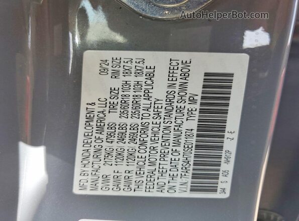 7FARS4H70SE011874 2025 HONDA CR-V Gray VIN կոդի պիտակի տեսք