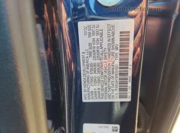7FARS4H74PE001601 2023 HONDA CR-V Blue Engine compartment view