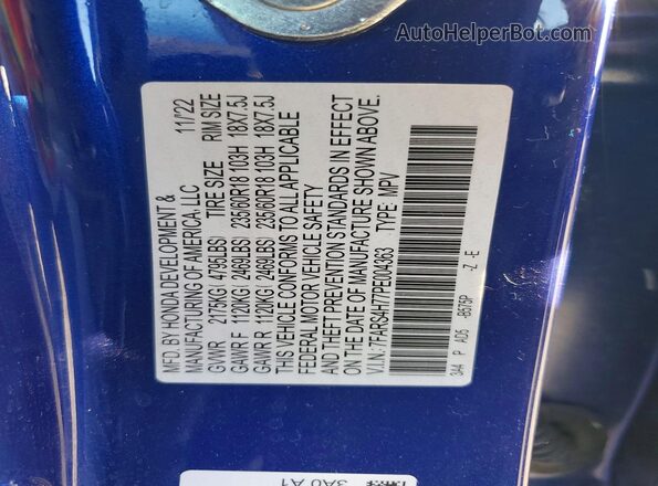 7FARS4H77PE004363 2023 HONDA CR-V Синий Вид наклейки с VIN-кодом