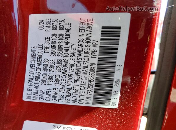 7FARS5H56SE008479 2025 HONDA CR-V Red Vista de la etiqueta del VIN