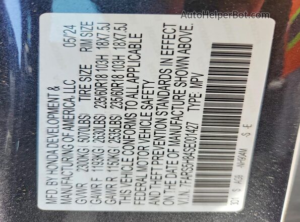 7FARS5H84SE001427 2025 HONDA CR-V Charcoal Widok wnętrza 360 stopni