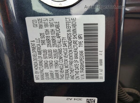 7FARS6H52PE024546 2023 HONDA CR-V Blue Widok naklejki z numerem VIN