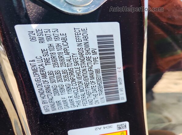 7FARS6H52SE011885 2025 HONDA CR-V Black VIN sticker view