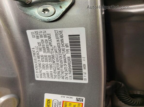 7FARS6H54PE024936 2023 HONDA CR-V Silver Widok naklejki z numerem VIN