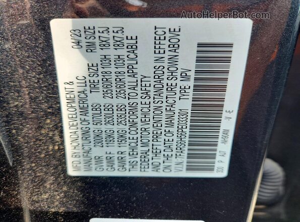 7FARS6H56PE033301 2023 HONDA CR-V Gray VIN կոդի պիտակի տեսք