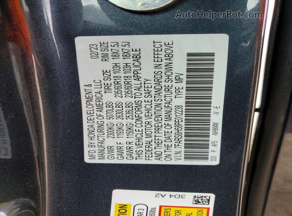 7FARS6H58PE012238 2023 HONDA CR-V Charcoal VIN sticker view