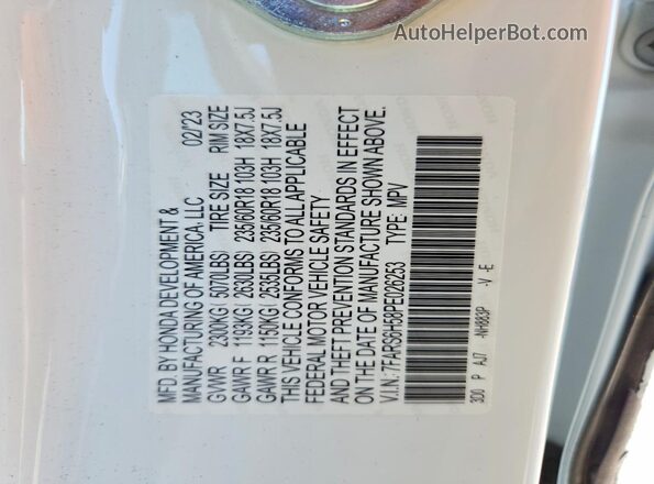 7FARS6H58PE026253 2023 HONDA CR-V White Widok komory silnika