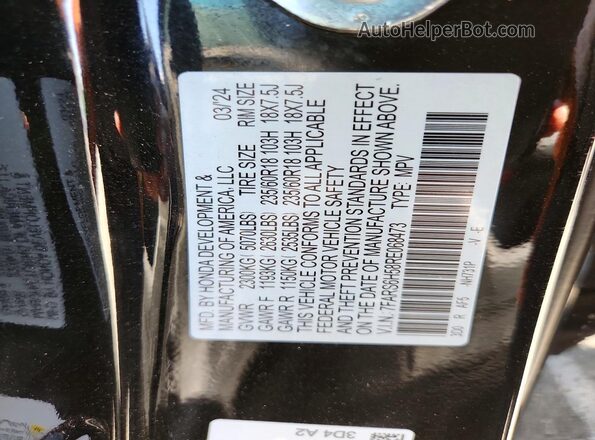 7FARS6H58RE068473 2024 HONDA CR-V Black VIN კოდის სტიკერის ხედი