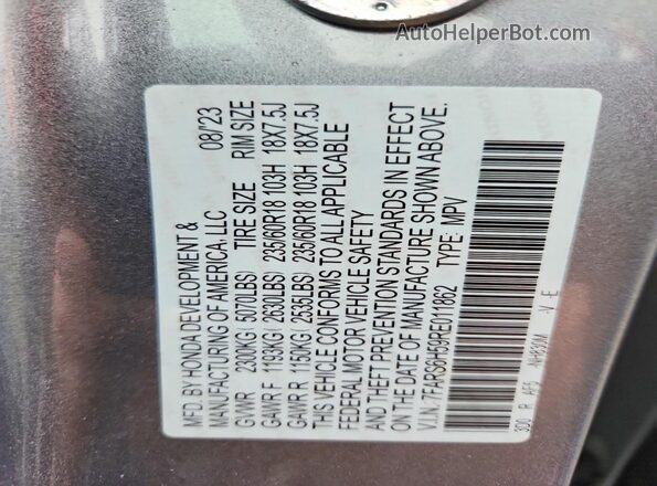 7FARS6H59RE011862 2024 HONDA CR-V Silver Панорамний вид салону 360°