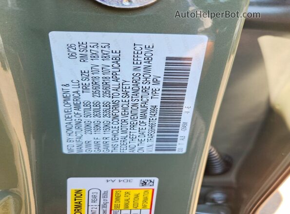 7FARS6H66TE143994 2026 HONDA CR-V Green VIN sticker view
