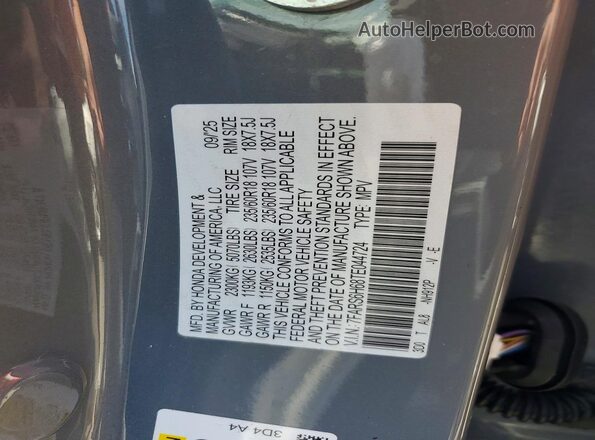 7FARS6H68TE044724 2026 HONDA CR-V Gray Вид наклейки з VIN-кодом
