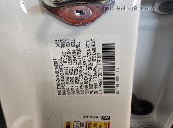 7FARS6H81TE002719 2026 HONDA CR-V White Vista de la etiqueta del VIN
