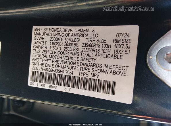 7FARS6H83SE019584 2025 HONDA CR-V Navy Engine compartment view