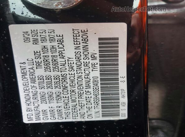 7FARS6H83SE040810 2025 HONDA CR-V Black VIN կոդի պիտակի տեսք