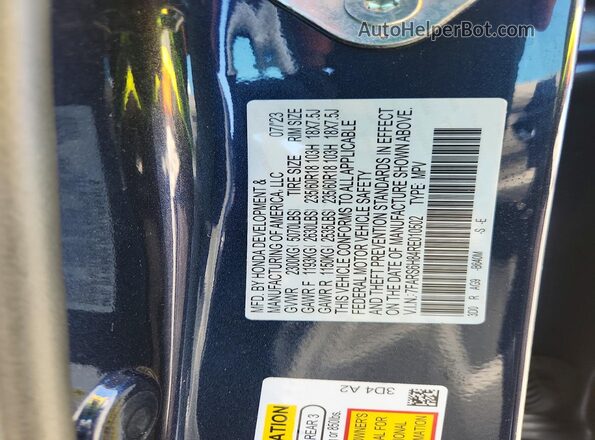 7FARS6H84RE010502 2024 HONDA CR-V Синий Вид наклейки с VIN-кодом
