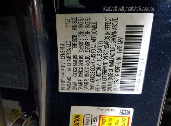 7FARS6H85RE042116 2024 HONDA CR-V Blue Vista interior de 360 grados