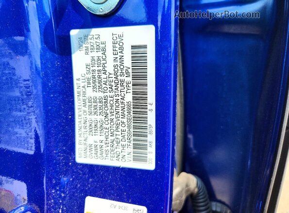 7FARS6H86SE046665 2025 HONDA CR-V Blue Вид наклейки з VIN-кодом