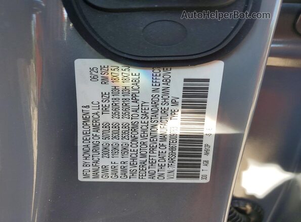 7FARS6H86TE009763 2026 HONDA CR-V Gray VIN sticker view