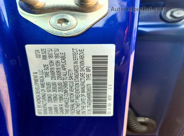 7FARS6H89RE065379 2024 HONDA CR-V Синий Панорамный вид салона 360°