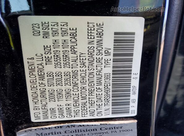 7FARS6H90PE013693 2023 HONDA CR-V Black Widok wnętrza 360 stopni