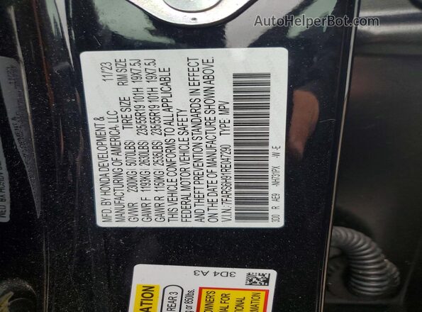 7FARS6H91RE047290 2024 HONDA CR-V Black VIN კოდის სტიკერის ხედი
