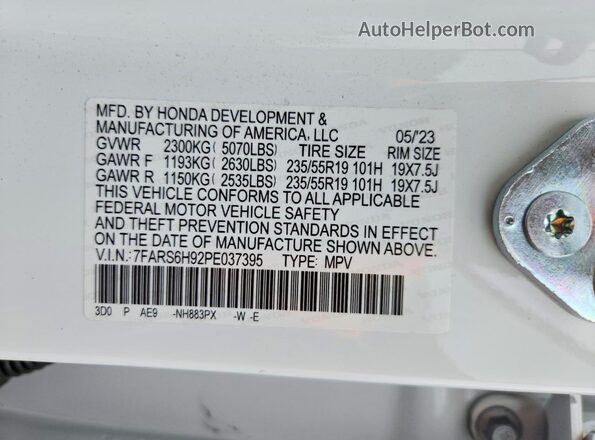7FARS6H92PE037395 2023 HONDA CR-V White Вид підкапотного простору